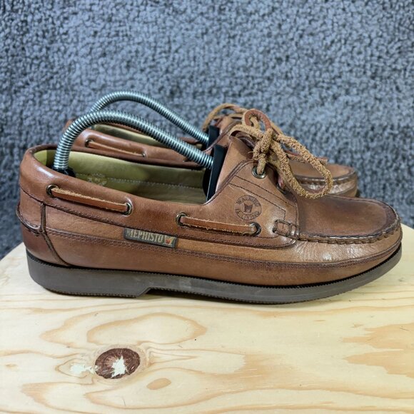Mephisto Hurrikan Boat Shoes Mens Size 7.5 Brown Leather Loafer Made in Portugal - Picture 3 of 9